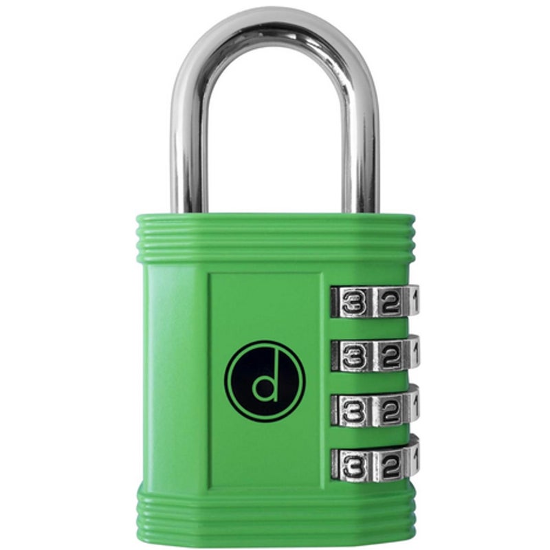 desired tools Padlock 4 Digit Combination Lock - for Gym School Locker, Outdoor Gate, Shed, Fence, and Storage - Weatherproof Metal - Keyless, Easy to Set, Resettable - Green - Image 1